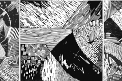 "Creation 2", triptych, 2004, X3, 32x63cm
