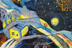 "She-wolf Night", 2000, cardboard/oil, 40x50