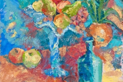 "Still life with grapes", 2010, cardboard/oil, 49x36