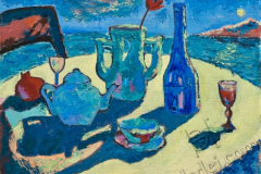 "Night still-life", 2010, cardboard/oil, 39x49