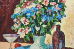 "Still life with a pomegranate", 2010, cardboard/oil, 49x38