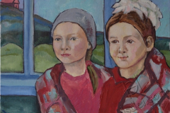 "The girls from Ishkul", August 2013, cardboard/oil, 30x40