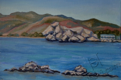 "Haraki. View of the reefs", June 2014, cardboard/oil, 30x40