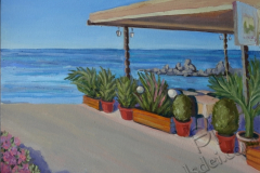 "Haraki. Tavern Maria", July 2014, cardboard/oil, 30x40