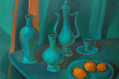"Still-life in emerald shades», 2017, canvas/oil, 40х50cm