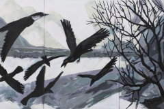 Black birds", 2019, canvas/acrylic, 210х100cm ( 3* 100x70)