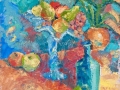 "Still life with grapes", 2010, cardboard/oil, 49x36