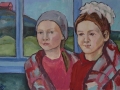 "The girls from Ishkul", August 2013, cardboard/oil, 30x40
