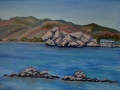 "Haraki. View of the reefs", June 2014, cardboard/oil, 30x40