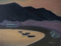 "Haraki. Sunset on the beach", July 2014, cardboard/oil, 30x40